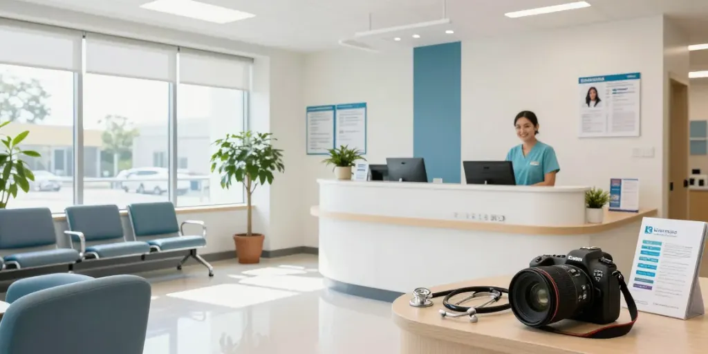 "Link slot in a modern healthcare setting, showcasing patient care in a welcoming clinic."